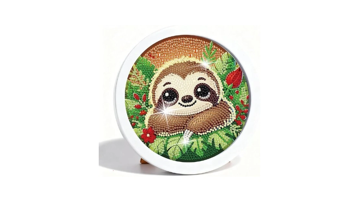 Gemozaic Sloth Diamond Art Kits For Kids With Round Frame,