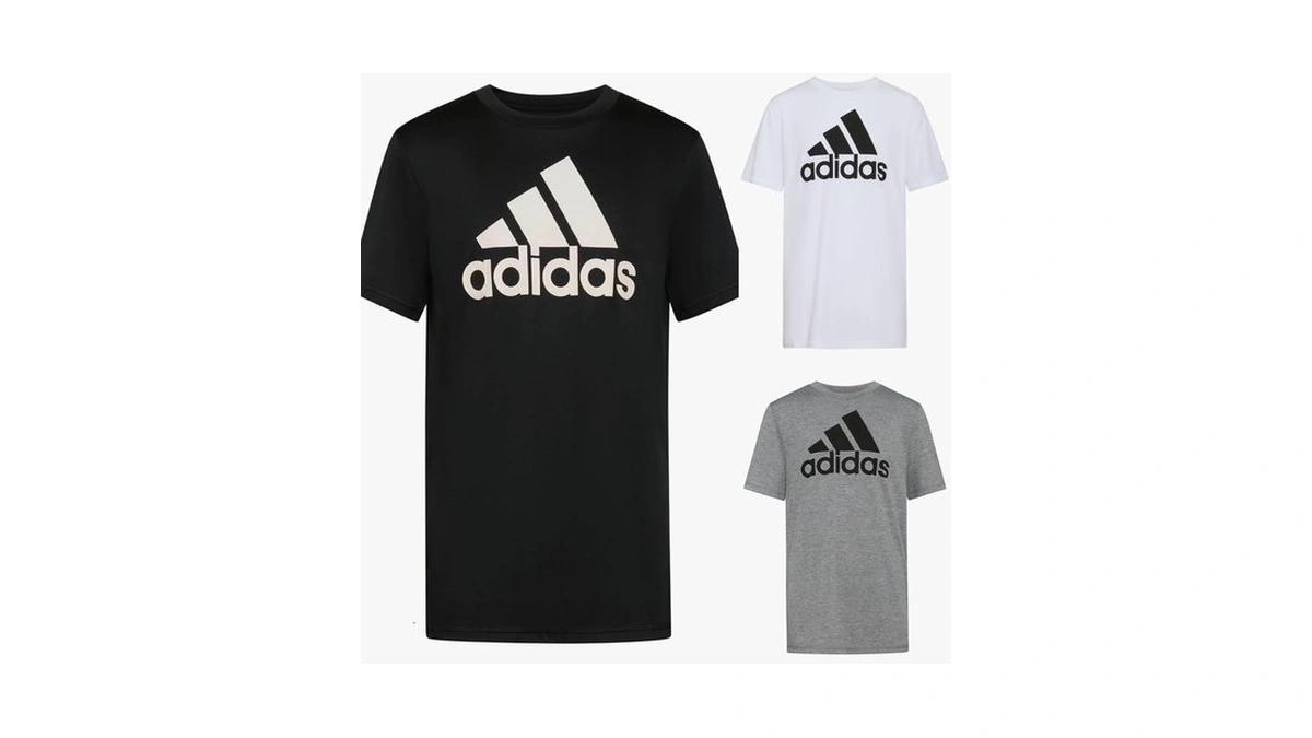 Adidas Boys Short Sleeve Aeroready Performance Logo Tee T-shirt, Dark