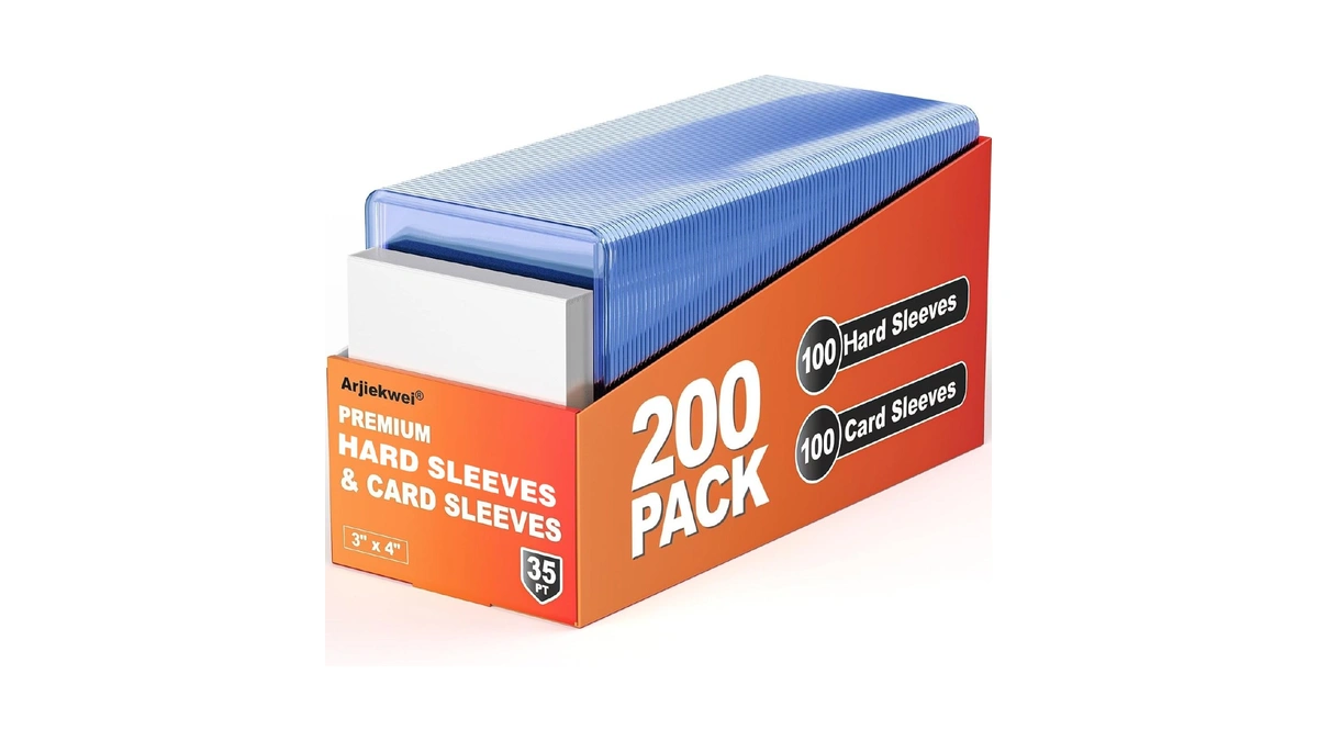 200 Pack Card Sleeves Hard Plastic, Arjiekwei 3"x4" Baseball Cards