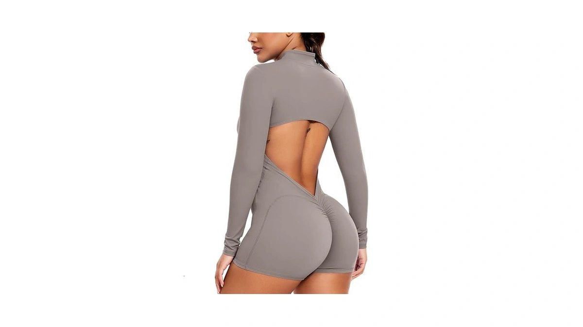 Seasum Women Long Sleeve Shorts Jumpsuit Zip Up Bodysuits 2026