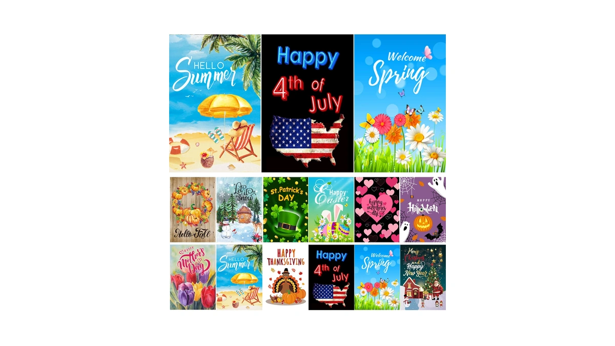 Cdlong Seasonal Garden Flag Set Of 12 Double Sided 12