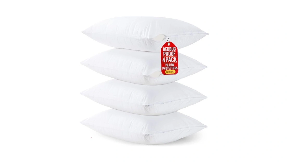 Set Of 4 Pillow Protectors With Zipper Toddler Size, Bed