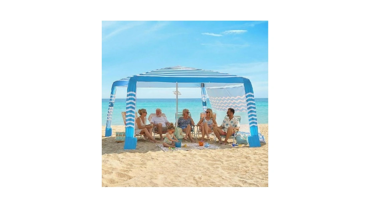 Zeraty Beach Cabana 8'×8', Portable Beach Canopy With Side Wall,
