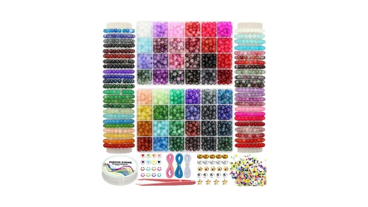 Lis Hegensa 8mm 48color Glass Beads For Bracelet Making Kit,