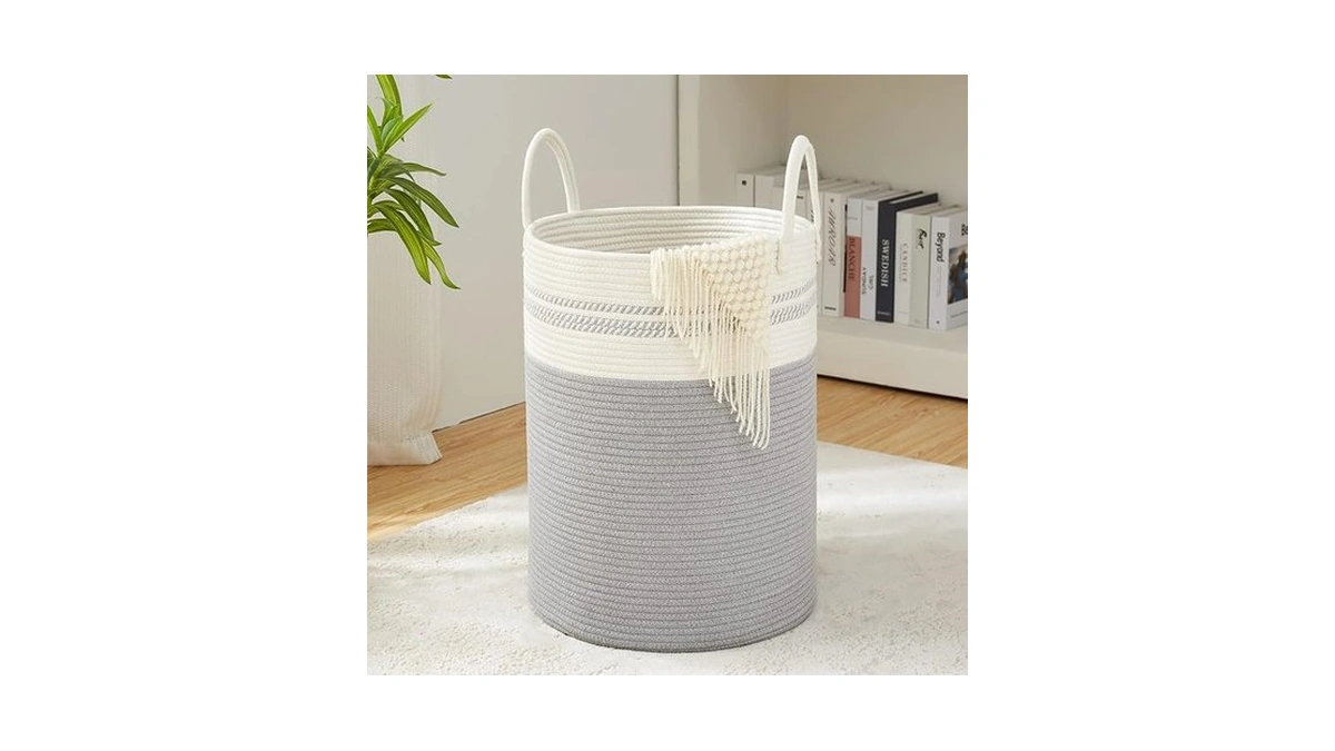 Youdenova Woven Rope Laundry Hamper Basket, 58l Tall Luandry Basket,