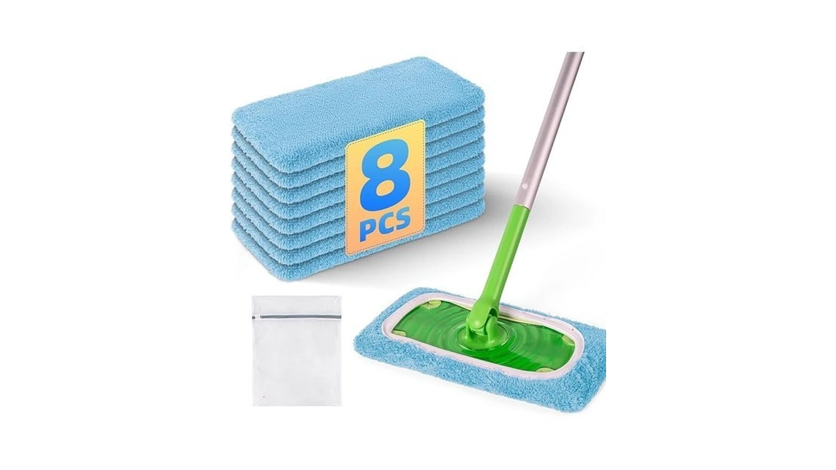 8 Pack Reusable Mop Pads Compatible With Swiffer Sweeper Mop,