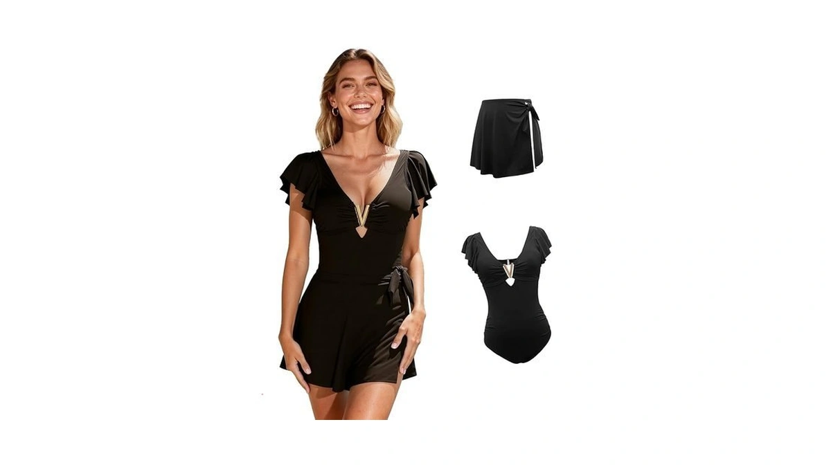 Dolayci 3 In 1 One Piece Swim Dress For Women