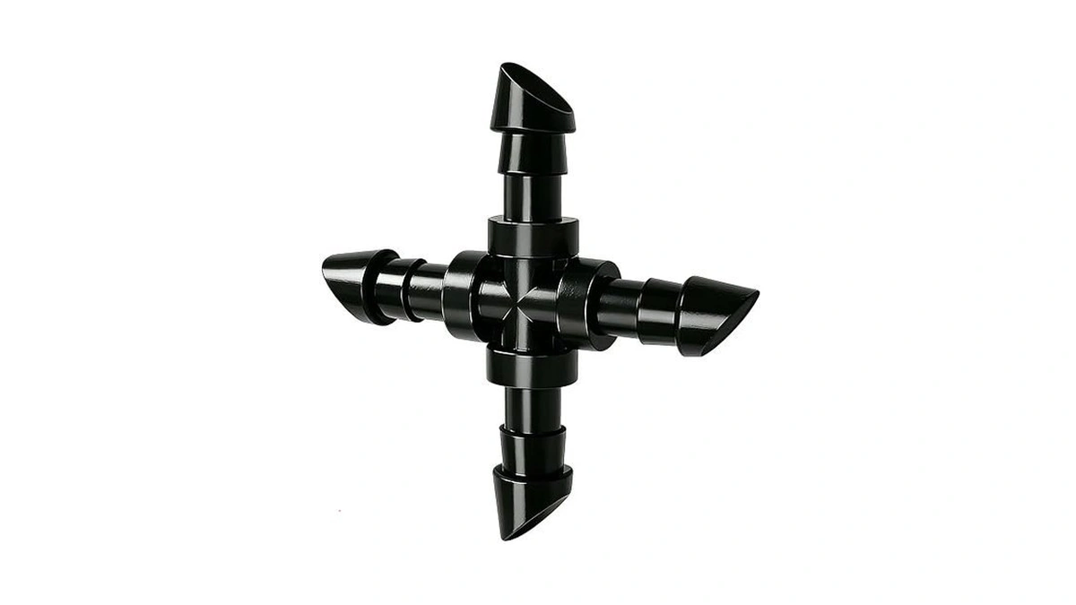 Kepmix Drip Irrigation Universal 1/4" Barbed Cross Fitting, 45 Pack