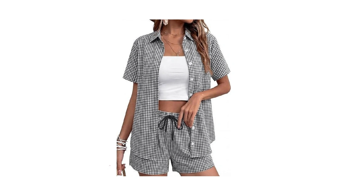 Rapbin Women 2 Piece Short Sleeve Summer Cotton Sets Matching