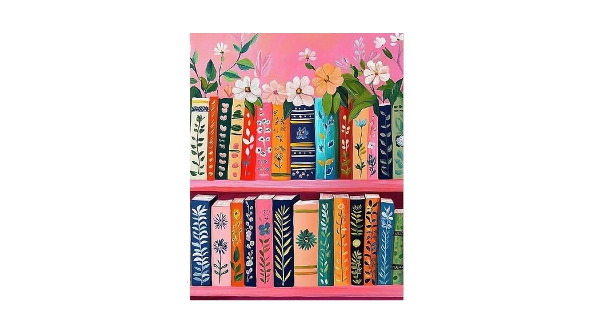 Ajepon Bookshelf Paint By Numbers Kit For Adults - Painting
