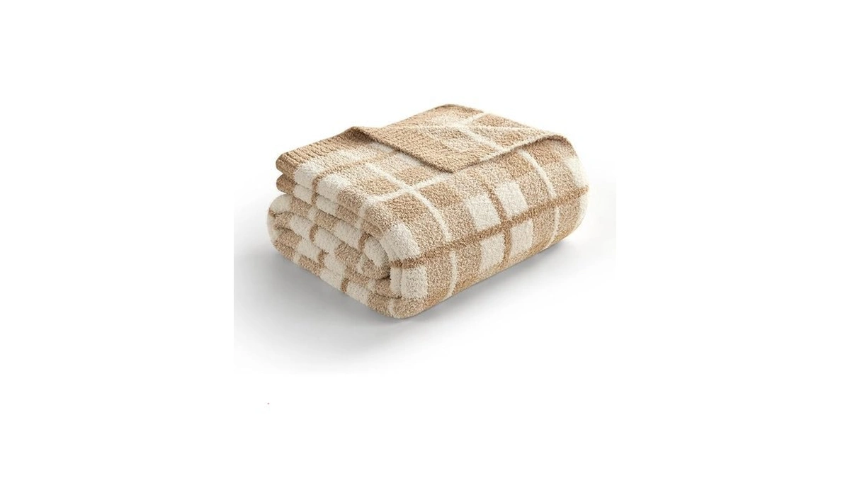Snuggle Sac Checkered Throw Blanket For Couch, Super Soft Cozy