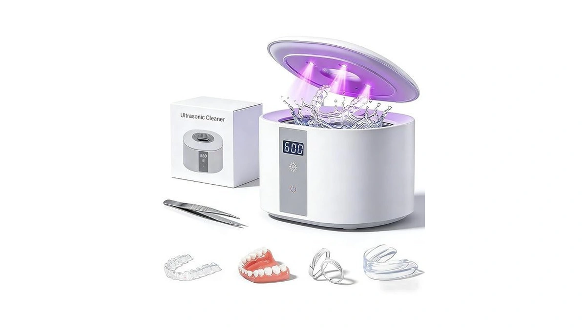 Dental Ultrasonic Retainer Cleaner Machine,45khz Portable Ultrasonic Denture Cleaner With