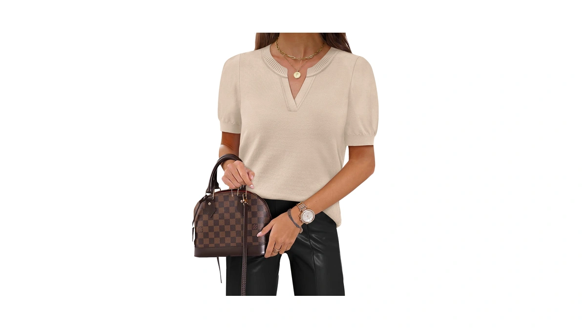 Wiholl Womens Tops Trendy Short Sleeve Sweater For Women Spring