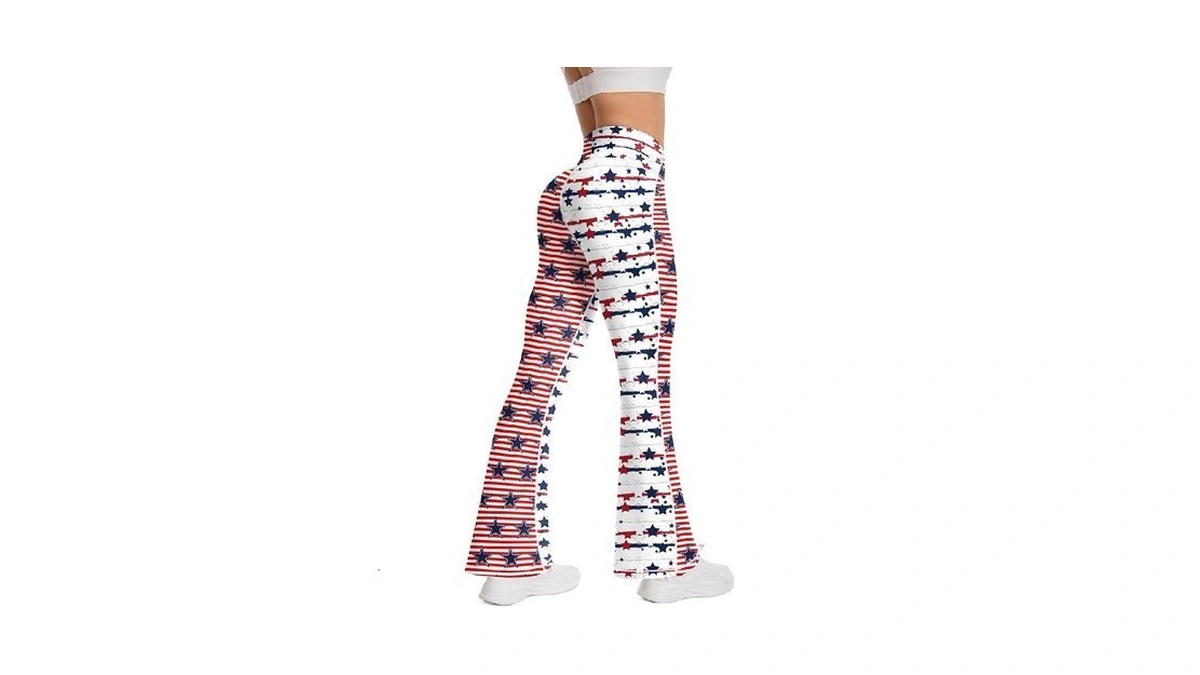 Max Tsolmon Women American Flag High Waist Flared Leggings, Usa