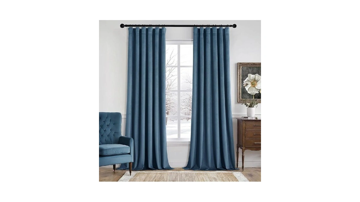 Miulee Velvet Curtains 90 Inches Long 2 Panels Set For