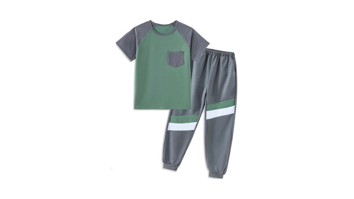 Auiopila Boys Clothes,boy Outfits 2-piece Raglan Color Blocking Short-sleeve T-shirt