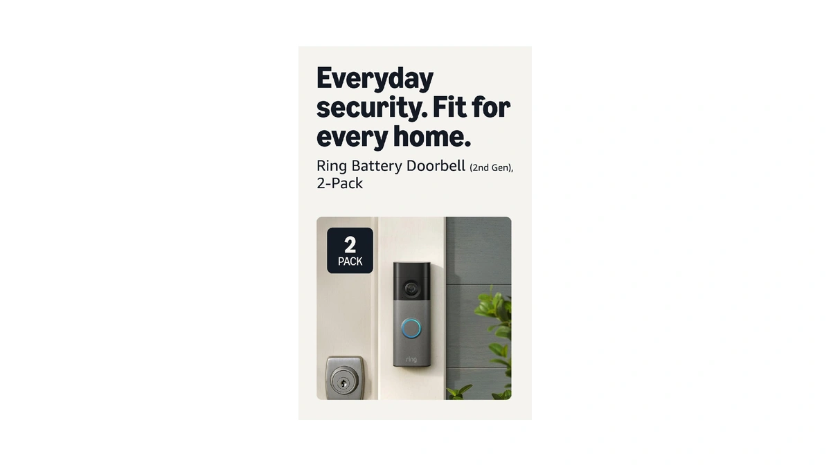 Ring Battery Doorbell (newest Model), Retinal 2k With Wide-angle Video,
