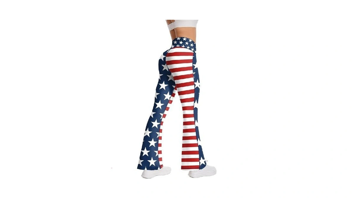 Max Tsolmon Women American Flag High Waist Flared Leggings, Usa