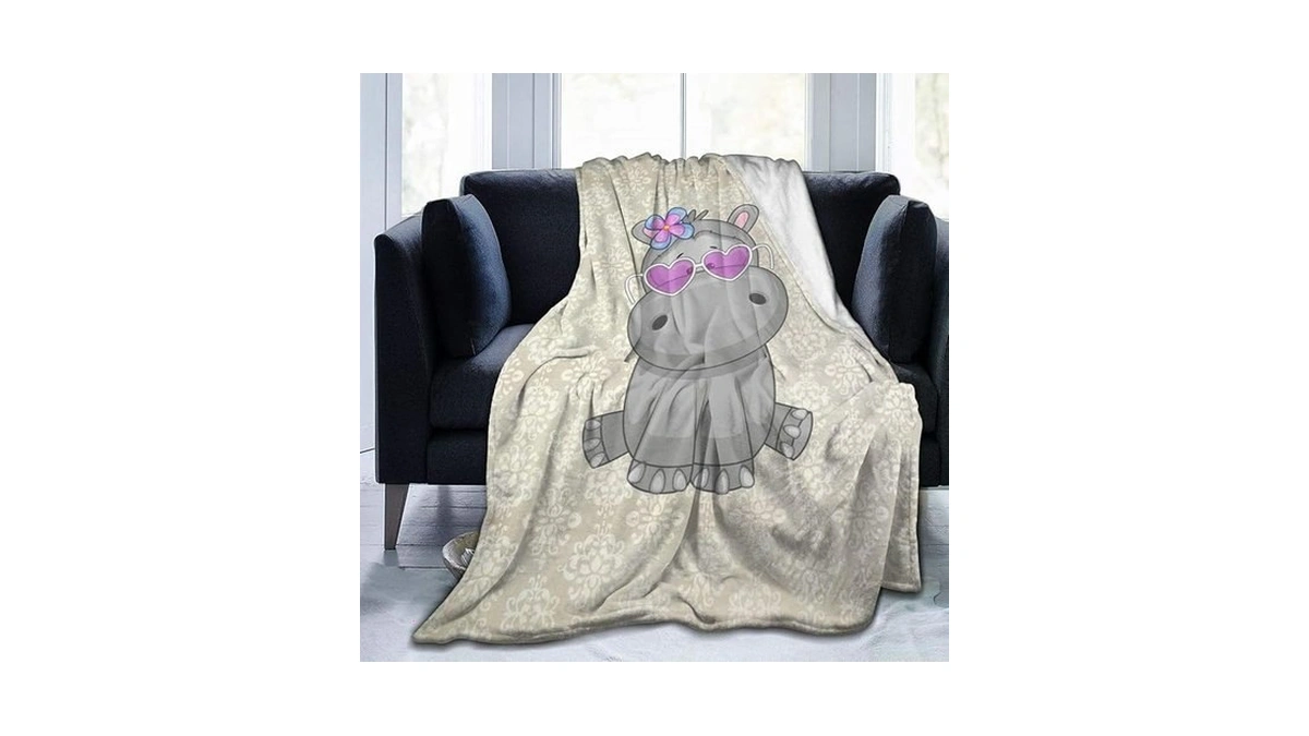 Hippo With Heart Glasses Ultra Soft Flannel Fleece All Season