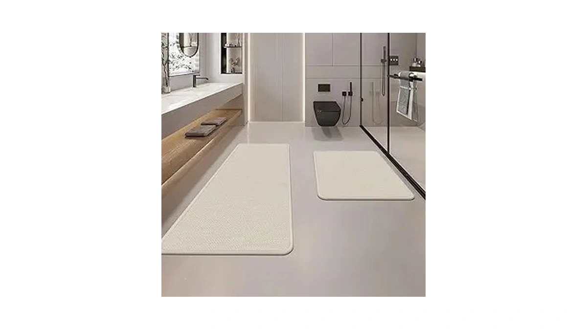 Aufei 2-piece Bathroom Rugs Set, Bath Mat, Non-slip Absorbent Quick-dry