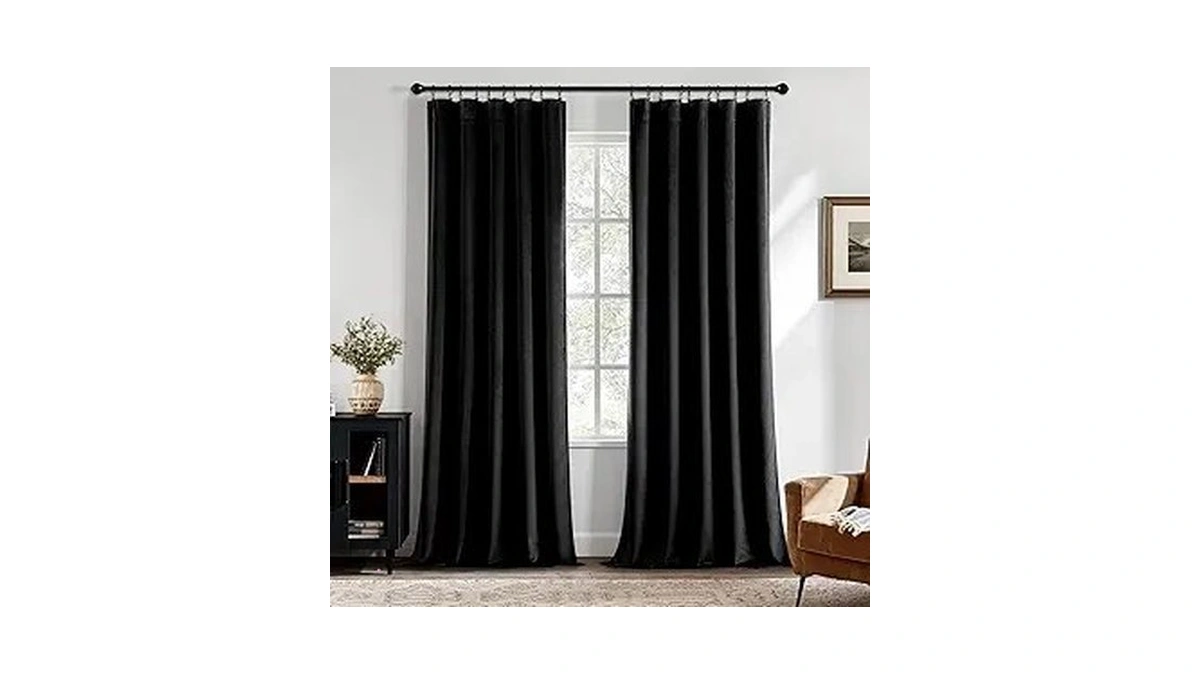 Miulee Black Velvet Blackout Curtains 84 Inch Long Luxury Super