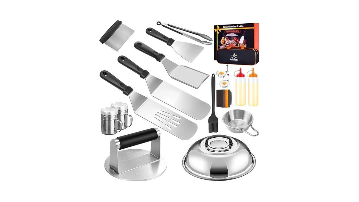Griddle Accessories Bbq Grill Set - 20pcs Stainless Steel Barbecue