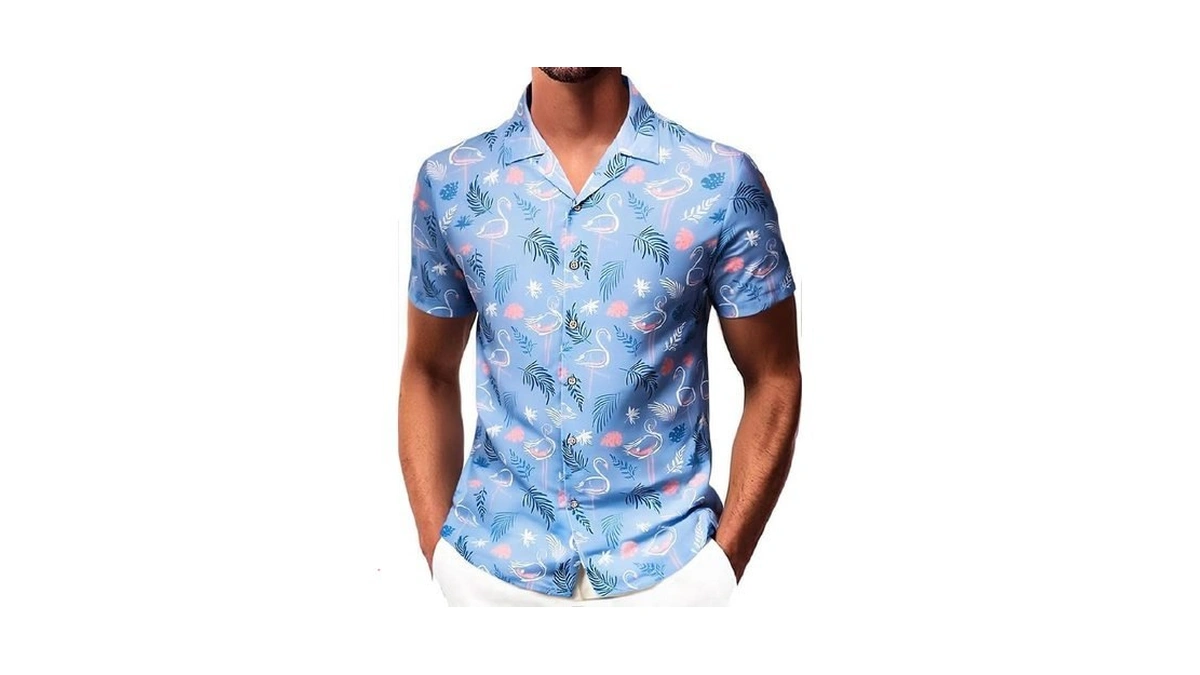 Damipow Hawaiian Shirt For Men Short Sleeve Beach Vacation Shirt