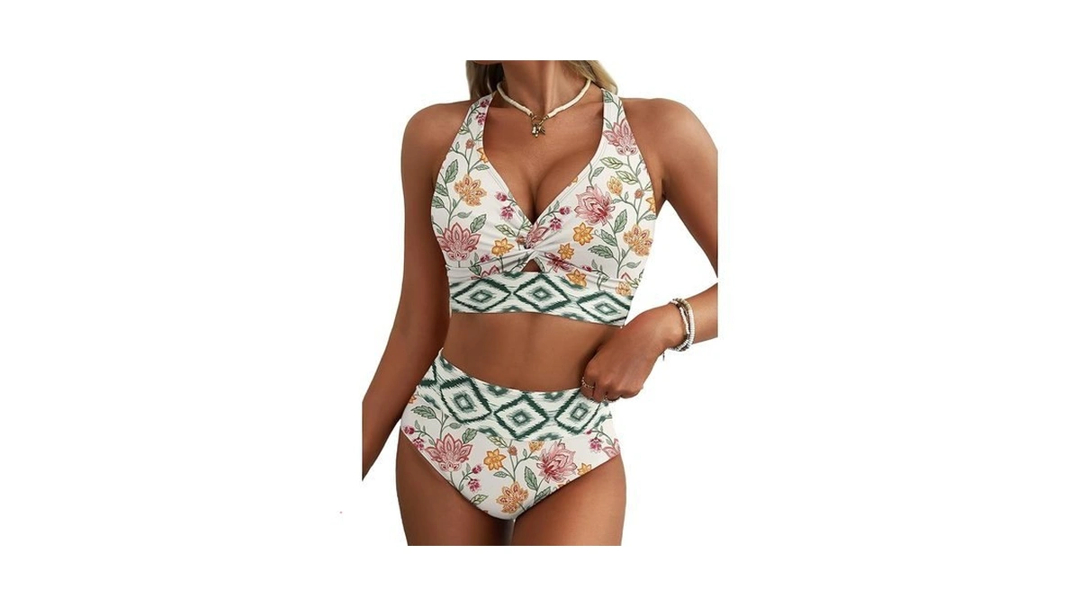 Herseas Women's 2 Piece Bikini Sets Twist Front Top Removable