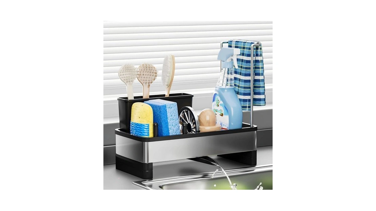 Ewaiira Stainless Steel Sink Caddy, Sponge Holder For Kitchen Sink