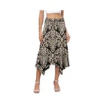 Niloufo Womens Flowy High Waisted Midi Skirt, Asymmetrical Handkerchief Hem