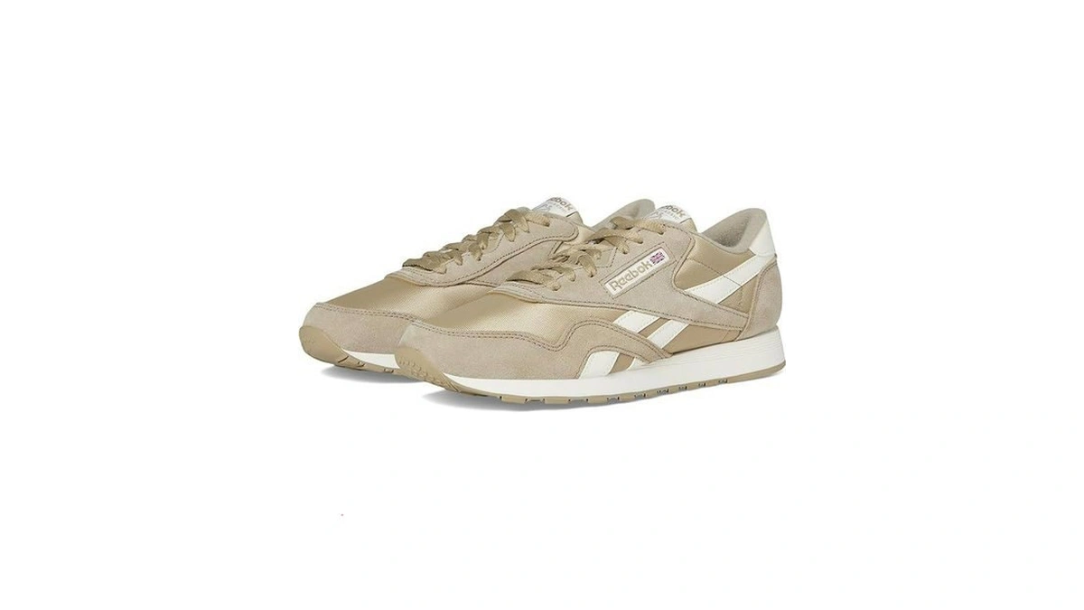 Reebok Men's Classic Nylon Sneaker, Mushroom/mushroom/chalk, Men's Size 5