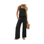 Lepunuo Women Summer 2 Piece Sets Sleeveless Square Neck Crop