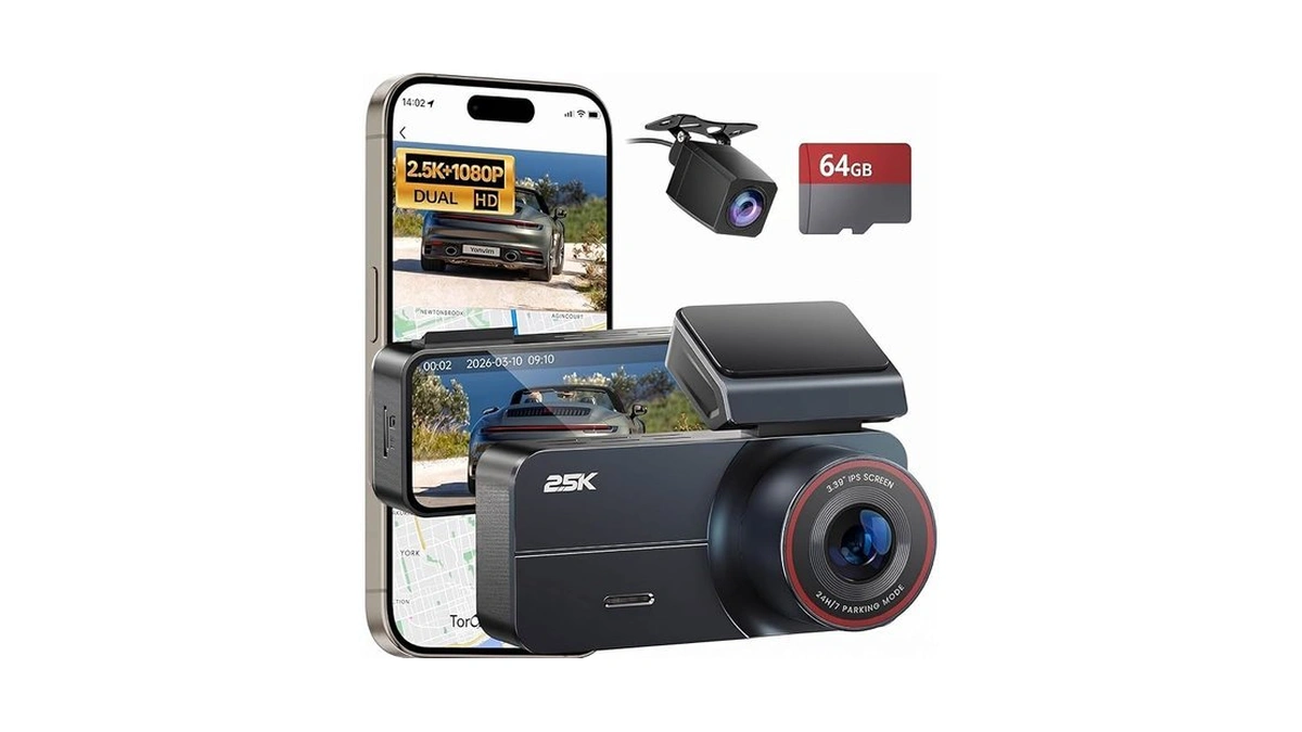 Yonvim Dash Cam 2.5k Front And Rear With 64gb Card,