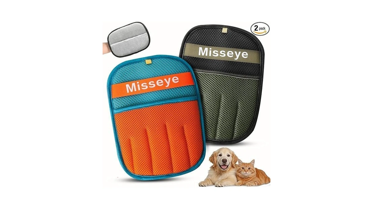 Misseye 2026 Upgraded Reusable Electrostatic Pet Hair Glove，2 Pack Pet