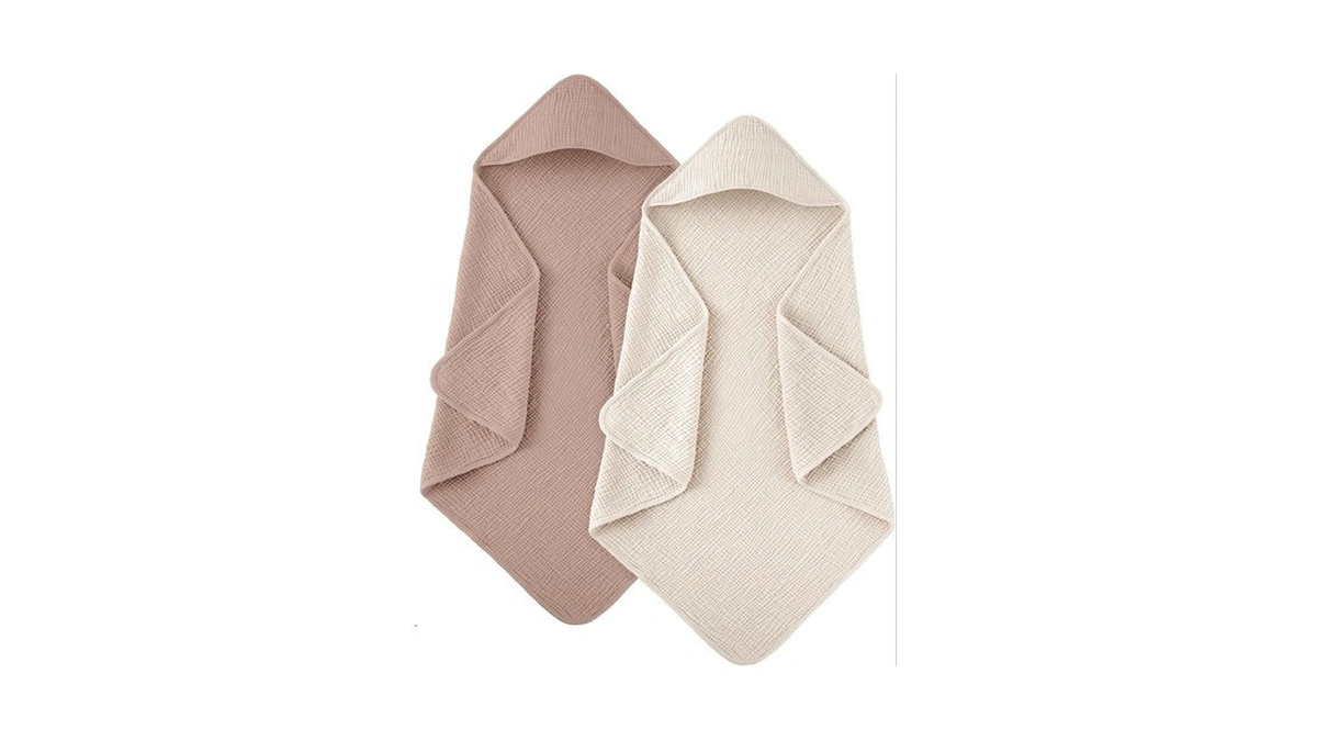 Susurration 2 Pack Thick Muslin Baby Towels, 100% Cotton Soft