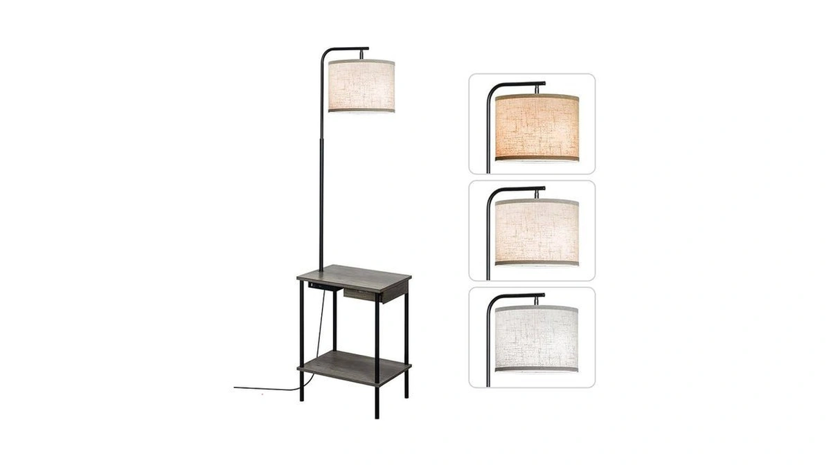Eoeyyoyb Floor Lamp With Table & Drawers, End Table Lamp