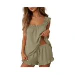Lepunuo Bridal Pajama Sets 2 Piece Cute Square Tank Top