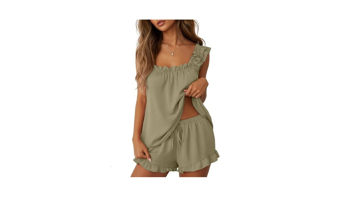 Lepunuo Bridal Pajama Sets 2 Piece Cute Square Tank Top