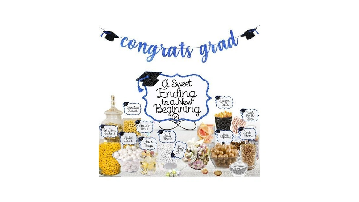 Blue 2026 Graduation Candy Bar Signs Graduation Table Candy Buffet