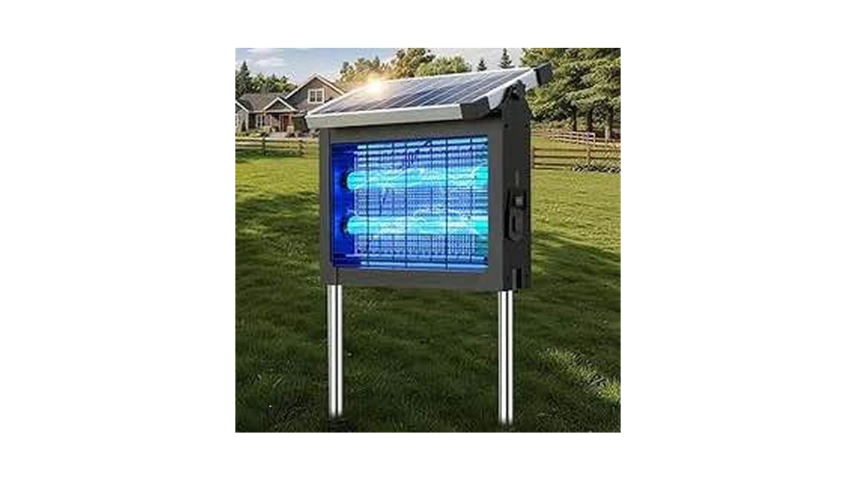 Zechuan Solar Bug Zapper Outdoor, 4500v Electric Mosquito Zapper, Ip66