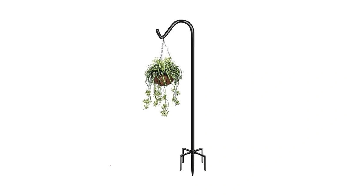 Garbuildman 76 Inch Tall Shepherd Hooks With 5-forked Base, Adjustable