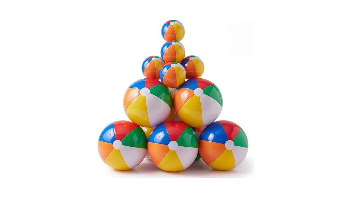 Bedwina 10 Pcs Rainbow Beach Balls Bulk Variety Pack -