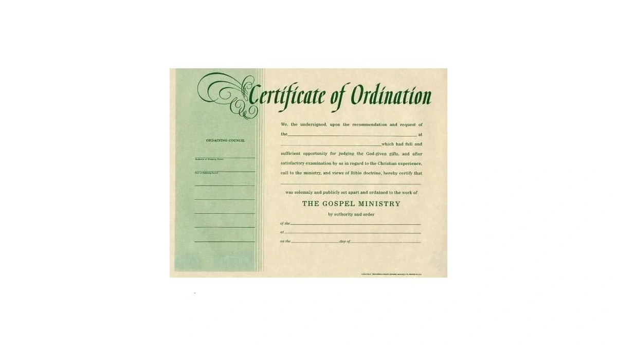Certificate-ordination-minister (package Of 6)