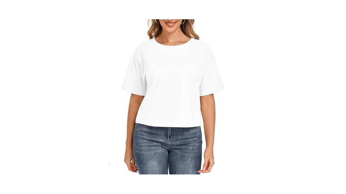 Short Sleeve Crop Tops For Women Oversized Loose Fit Cropped