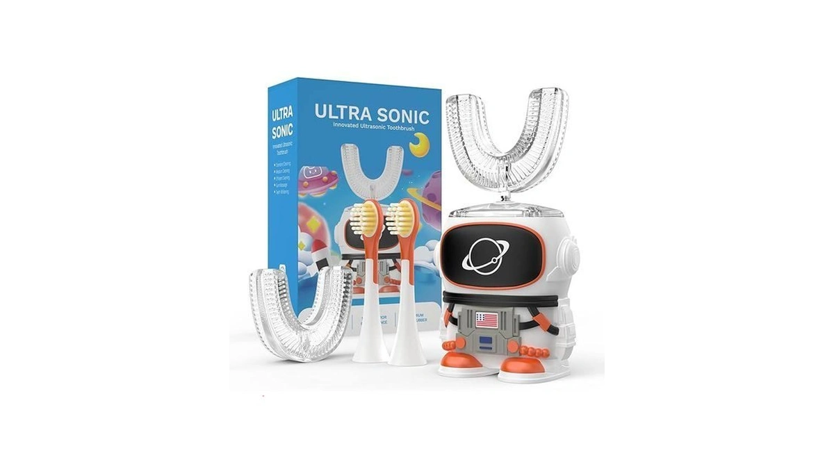 Panderry Kids Electric Toothbrush, U Shaped Toothbrush With 4 Brush
