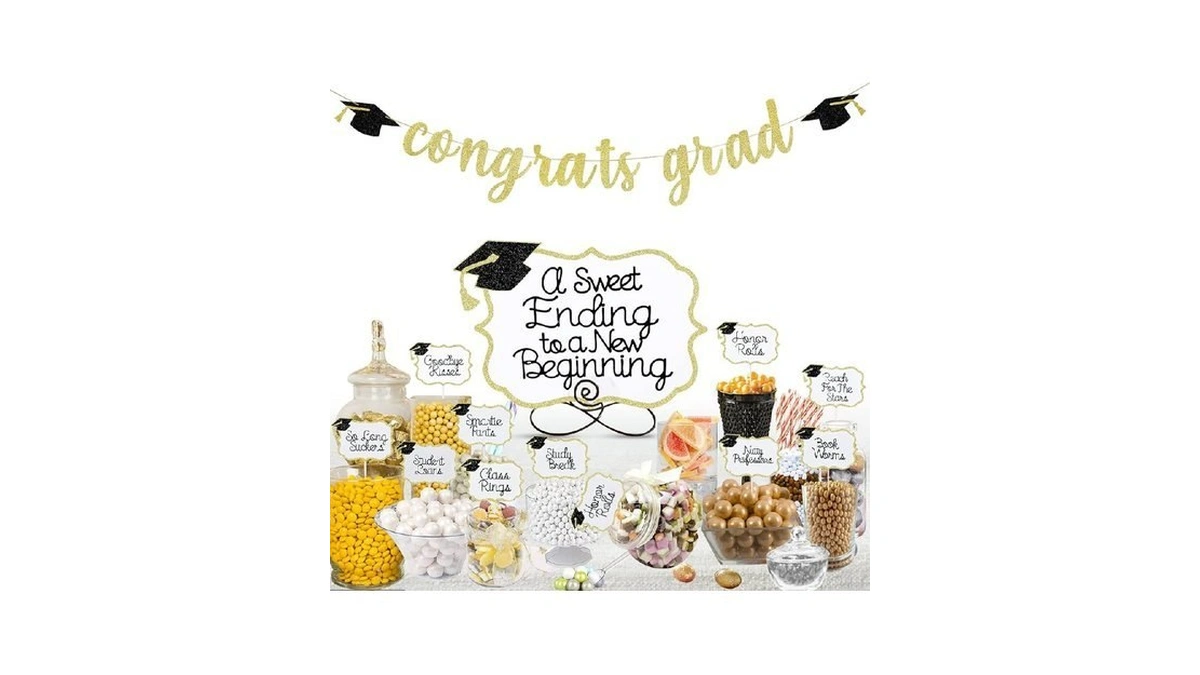 Gold 2026 Graduation Candy Bar Signs Graduation Table Candy Buffet
