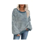 Soesdemo Off The Shoulder Sweater For Women Oversized Crewneck Striped