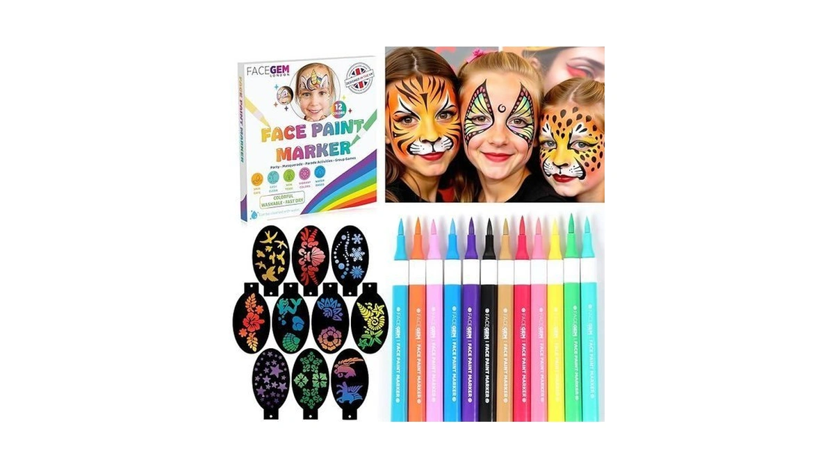 12 Colour Face Paint – Water-based – Mess-free Face Painting