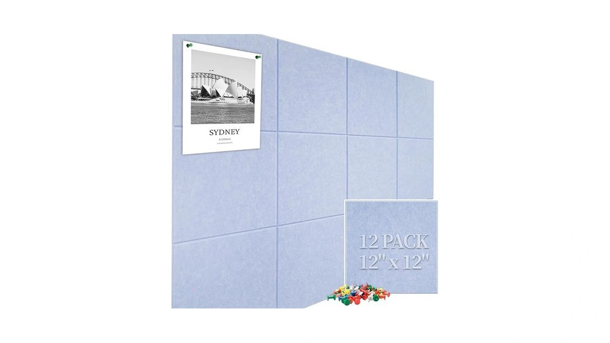 Large Cork Board Felt Wall Tiles, 47"x35" 12 Pack Felt