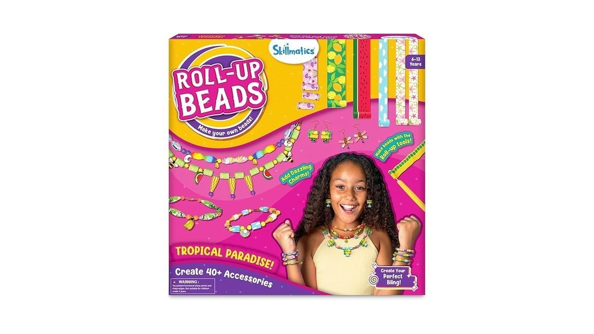 Skillmatics Craft Activity - Roll-up Beads Tropical Paradise Diy Kit,